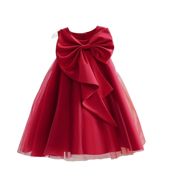LYMAYTER Little Girls Princess Dresses for Kids Baby Sleeveless Dress Tutu Gowns Toddler Flower Girl Party Dress with Bowknot for 2-9 Years