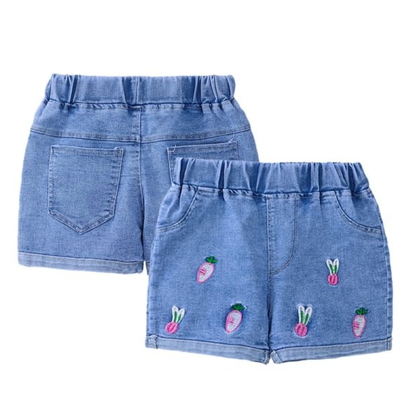 WOLLED Kids Baby Girls Printed Jeans Shorts for Toddler Stretch Denim Shorts Summer Cotton Casual Pants Shorts Size1-6 T