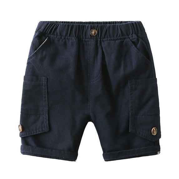 WOLLED Kids Baby Shorts Pants Boys Pure Colour Pocket Flap Shorts 1-8Y Toddler Fashionable Elastic Trousers