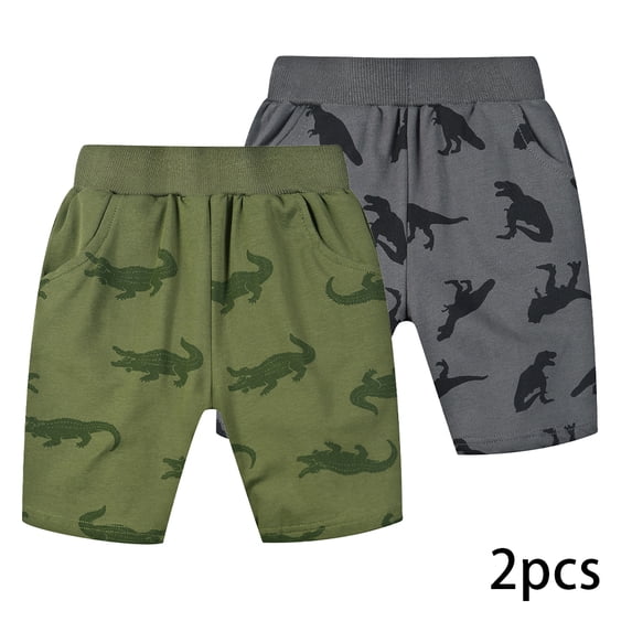 WOLLED Kids Boys Casual Shorts 2 Pack Toddler Cartoon Print Five Points Shorts for 1-9 Years