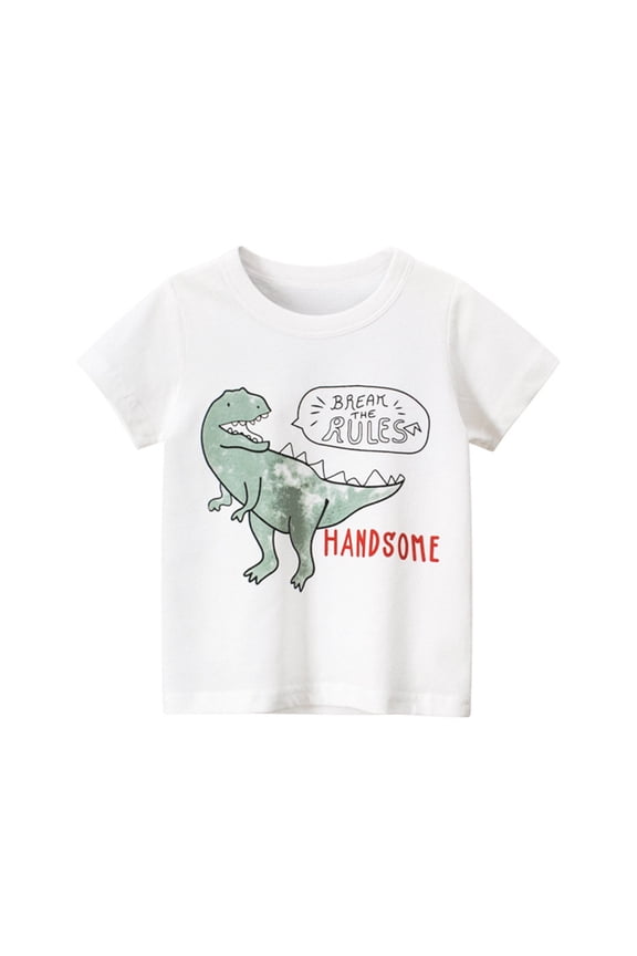 Kids Boys Crewneck T-Shirt Toddler Casual Short Sleeve Tees for 1-9 Years Baby Summer Prints Shirt