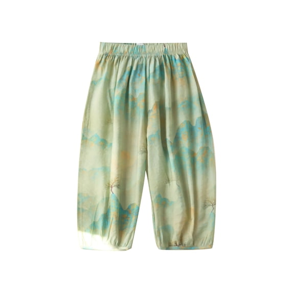 WOLLED Kids Boys Girls Casual Pants Teenagers Cotton Printed Trousers Toddler Anti-Mosquito Lantern Pants for 1-15 Years