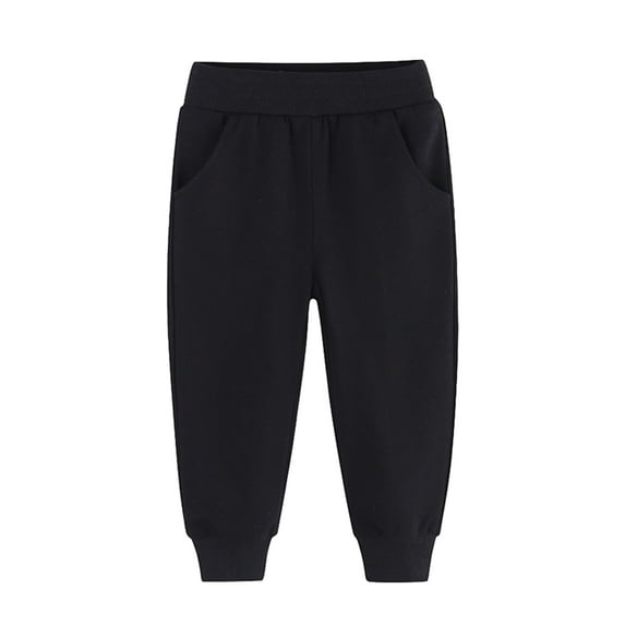 WOLLED Kids Boys Girls Cotton Long Trousers Summer Solid Color Elastic Waist Pants Toddler Jogging Sweat Pants for 1-9 T