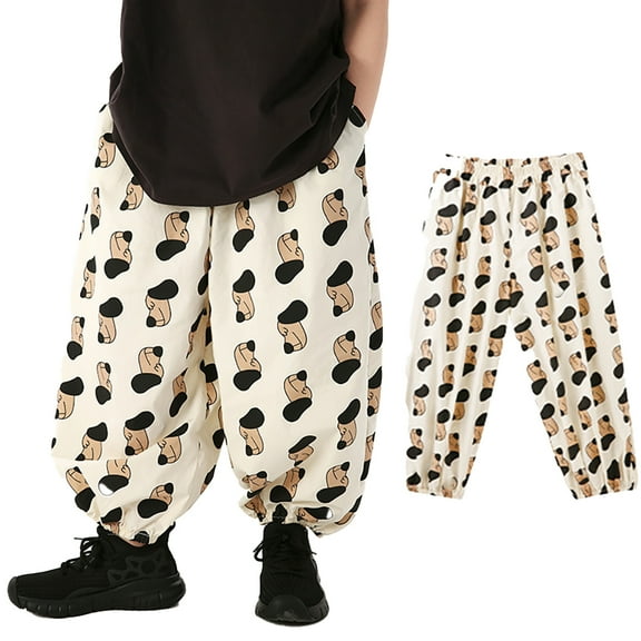 WOLLED Kids Boys Girls Loose Pants Toddler Printing Trousers for 2-12 Y Boys Anti-Mosquito Casual Pants