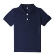 thumbnail image 1 of WOLLED Kids Boys Girls Short Sleeve T-Shirt Youth Lapel Solid Color Shirt Toddler Summer Cotton Tees Tops for 3-15 Years, 1 of 8