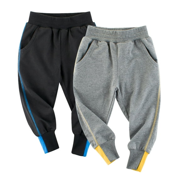 WOLLED Kids Boys Girls Spring Pants Toddler Solid Color Elastic Waist Pants Girls Casual Jogging Trousers for 1-9 Years