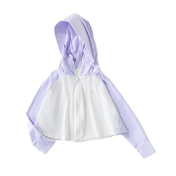 WOLLED Kids Boys Girls Sunsuits Jacket Toddler Hooded Sun Shirt 3-12Y Teen Summer Ice Silk Sun Protection Lightweight Breathable Rashguard for Double Patchwork Color