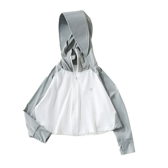 WOLLED Kids Boys Girls Sunsuits Jacket Toddler Hooded Sun Shirt 3-12Y Teen Summer Ice Silk Sun Protection Lightweight Breathable Rashguard for Double Patchwork Color