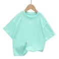 thumbnail image 1 of WOLLED Kids Boys Girls Tees Tops Toddler Summer Bottom Shirt Boys Girls Crew Neck Tees Solid Colour Shirt Kids Short Sleeve Casual Versatile Shirt 1-8Y, 1 of 9