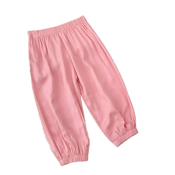 WOLLED Kids Boys Girls Thin Pants Youth Summer Soft Trousers Toddler Cotton Lantern Pants for 1-14 Years