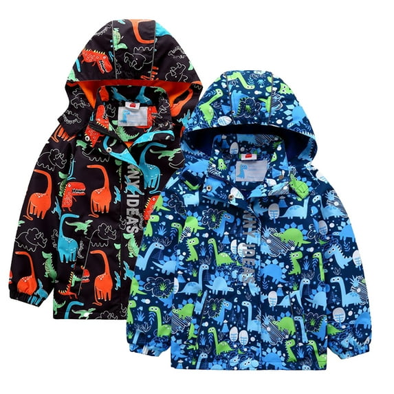 WOLLED Kids Boys Jacket Toddler Windproof Waterproof Mid-Length Coats Boys Hooded Warm Outerwear for 3-10 Years