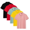 thumbnail image 1 of WOLLED Kids Boys Lapel Short Sleeves T-Shirt 7-15T Summer Solid Color Cotton Shirt Tops with Buttons, 1 of 11