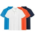 thumbnail image 1 of WOLLED Kids Boys Summer Lapel T-Shirt Short Sleeves Button Cotton Shirt Solid Color Pullover Casual Tee Shirt Tops for 7-15 Years Old, 1 of 10