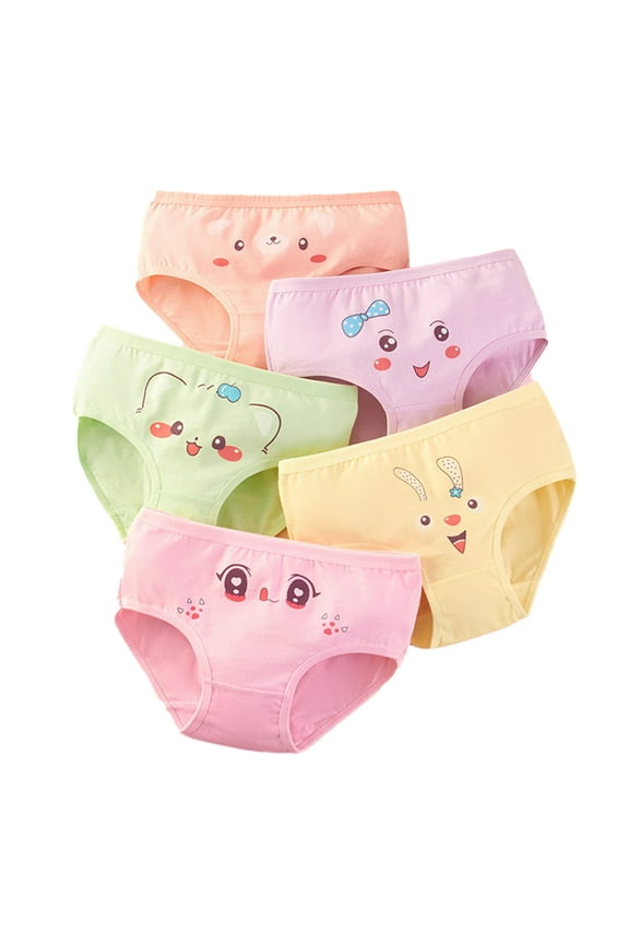 Kids Girls 5 Pack Underwear Comfort Cotton Briefs Boxer for 2-12 Y Toddler Cute Pattern Boxer Jock Panties
