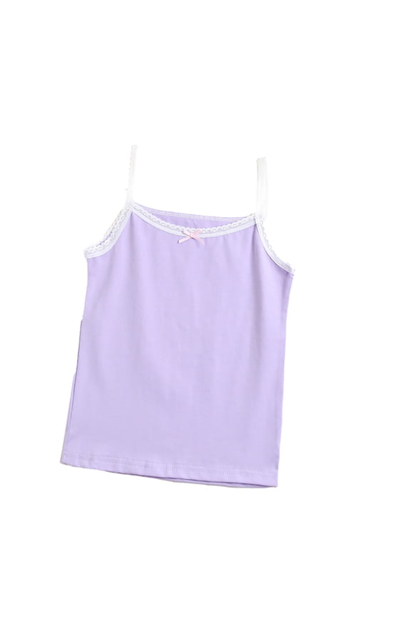 Kids Girls Cotton Tank Undershirts (Multipack) Toddler Cute Flower Spaghetti Strap Bottoming Shirt for 3-8 Years