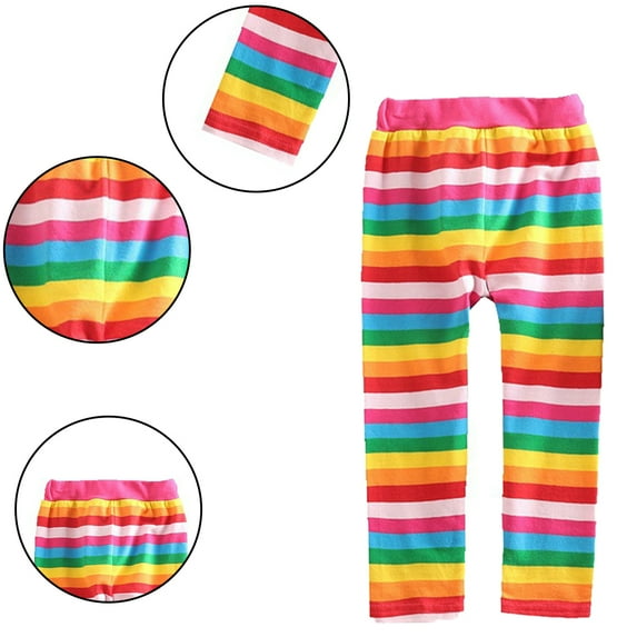 WOLLED Kids Girls Rainbow Leggings Pants for Toddler 2-8 Years Old,Spring Leg Casual Leggings Long Pants
