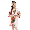thumbnail image 1 of WOLLED Kids Girls Silk Pajamas Toddler Baby Jumpsuit Bathrobe Youth Printed Bodysuit Sleepwear Girdle the Waist One-Piece Loungewear for 1-14Y, 1 of 8