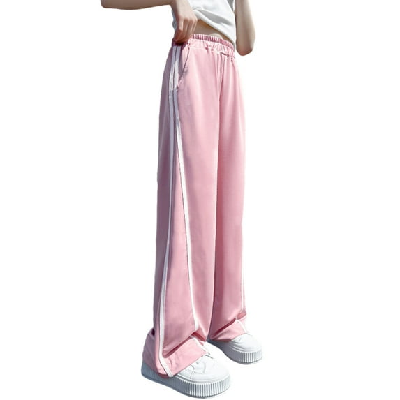 WOLLED Kids Girls Sweat Pants Trousers Toddler Summer Solid Color Wide Leg Pants Youth Lightweight Elastic Trousers for 4-14 Years
