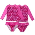 thumbnail image 1 of WOLLED Kids Girls Swimsuits Toddler Two Piece Rash Guard Set Long Sleeve Bathing Suit 4-9T Quick Dry Beach Surfing Liner Swimwear with Upf 50+ Sun Protection, 1 of 10