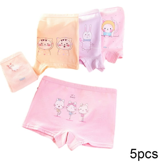 WOLLED Kids Girls Underwear Panties 5 Pack Toddler Printing Cotton Four Corners Shorts Four Seasons Soft Boxer Briefs for Girls 3-12 T
