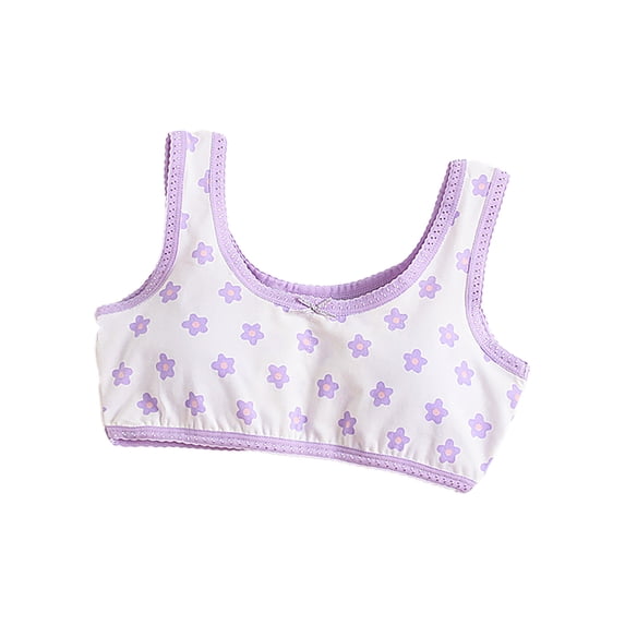 WOLLED Kids Girls Underwear Toddler Comfortable Tanks Bras Teenagers Printed Sports Underwear for 7-12 Y