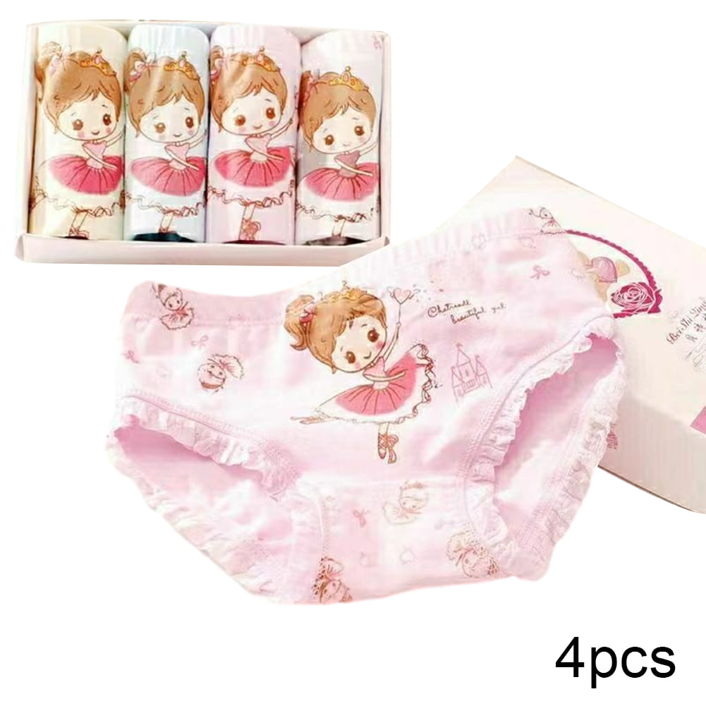WOLLED Kids Girls Underwear Triangle Panties 4 Pack for 212T Four Seasons Boxer Briefs for