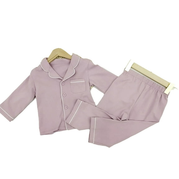 WOLLED Kids Pajamas for Girls Boys V-Neck Outfit 2PCS Toddler Long Sleeve Cardigan Sleepwear Set Boys Casual Loungew 2-9 Y