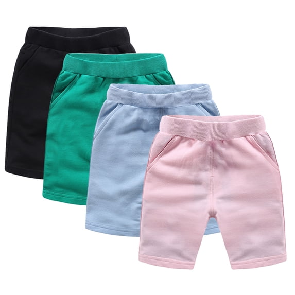 WOLLED Kids Toddler Boys Casual Shorts Baby Infant Soild Color Summer Shorts Elastic Waist Sports Shorts Pants with Pockets for 9M-10T