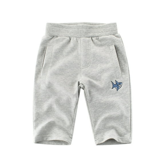 WOLLED Kids Toddler Boys Cotton Shorts Summer Seven Points Elastic Waist Pants for Baby Cartoon Printing Casual Sweat Shorts 1-9 Years