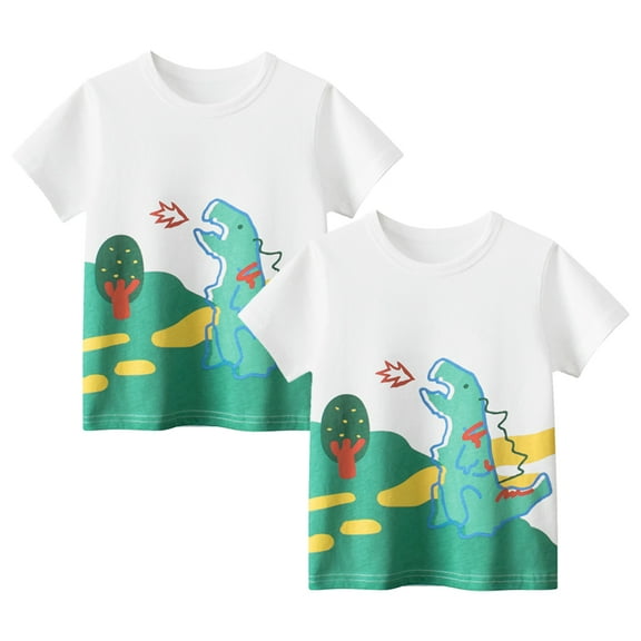 WOLLED Kids Toddler Boys Crewneck Tees Summer Fashion Cartoon T-Shirt for 1-9 T Baby Cotton Pullover