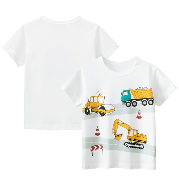 WOLLED Kids Toddler Boys Crewneck Tees Summer Fashion Cartoon T-Shirt for 1-9 T Baby Cotton Pullover