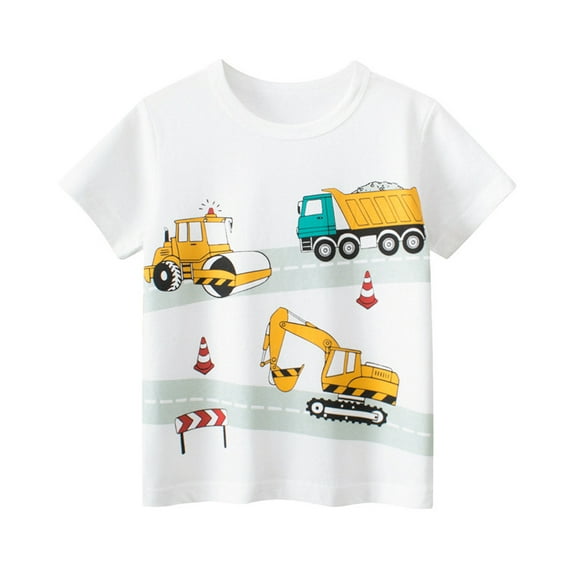 WOLLED Kids Toddler Boys Crewneck Tees Summer Fashion Cartoon T-Shirt for 1-9 T Baby Cotton Pullover