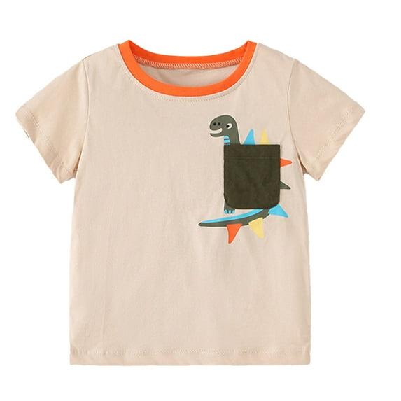 WOLLED Kids Toddler Boys Summer T-Shirts Cotton Short Sleeve Tees for Baby Crewneck Shirt Size 1-8t
