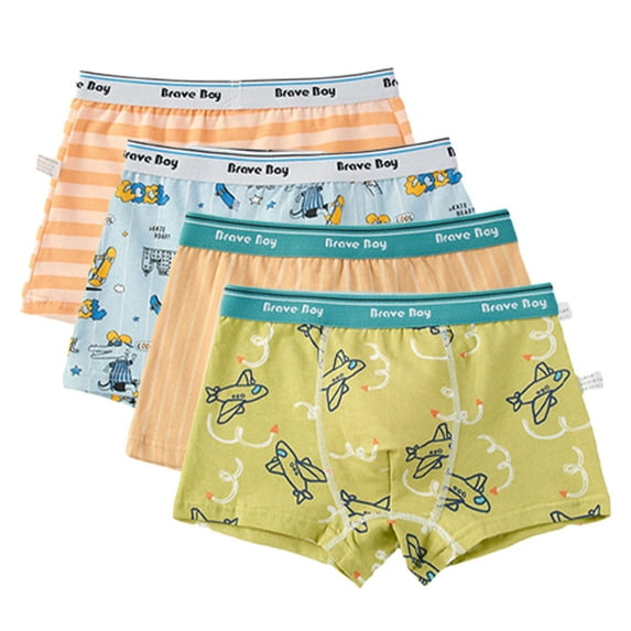 WOLLED Kids Toddler Boys Underwear Panties for 3-14 T Soft Cotton Four Corners Shorts Little Boys Various Cute Patterns Briefs Boxer 4PCS