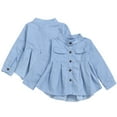 thumbnail image 1 of WOLLED Kids Toddler Girls Denim T-Shirt Baby V-Neck Casual Shirt Spring for 3-12T Autumn Button Long Sleeve Dress Shirt, 1 of 9