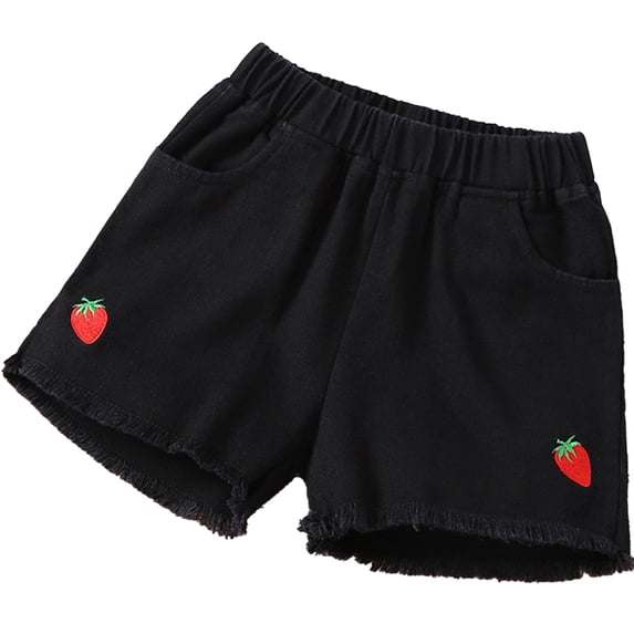 WOLLED Kids Toddler Girls Jeans Shorts Youth Printed Denim Shorts Summer Elastic Waist Casual Pants for 1-16 T
