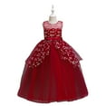 thumbnail image 1 of WOLLED Kids Toddler Girls Lace Tulle Dresses Little Girls Embroidery Party Princess Dress Flower Girls Bridesmaid Long Tutu Dress for 5-12 Years, 1 of 9