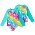 thumbnail image 1 of WOLLED Kids Toddler Girls Long Sleeve Rash Guard One Piece Swimsuit Upf 50+ Sun Protection Swimwear Floral Onesies Hawaiian Bathing Suit for 4-12 Years, 1 of 11