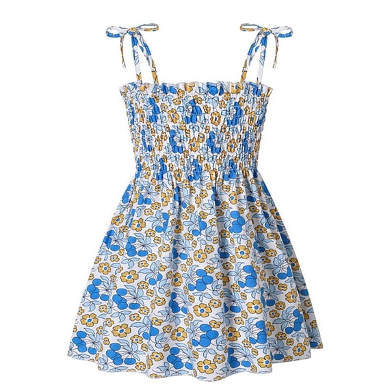 WOLLED Kids Toddler Girls Princess Dresses Floral Party Dress Baby Summer Beach Sundress Sweet Comfortable Floral sundress for 1-6 Years
