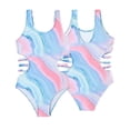 thumbnail image 1 of WOLLED Kids Toddler Girls Swimsuits 5-14 Years Teen Color Printed Bikini Jumpsuit Cut out Swimsuit Youth Fashions Sleeveless One-Piece Romper Swimsuit, 1 of 8