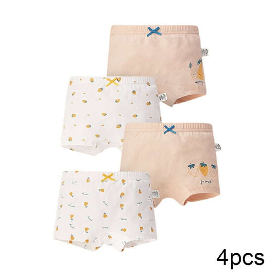 WOLLED Kids Toddler Girls Underwear Soft Panties 4PCS Baby Cotton Four Corners Shorts for 2-13 Years Boxer Briefs