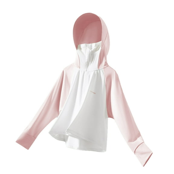 WOLLED Kids Toddler Hooded Sun Shirt Boys Girls Ice Silk Sun Protection Jacket Youth Splicing Conditioning Clothing Lightweight Breathable New Models Rash Guard for 4-13Y