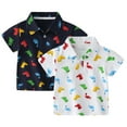 thumbnail image 1 of WOLLED Kids Toddler Lapel Short Sleeve Shirt Baby Cartoon Button down Tees Summer Casual Dinosaurs T-Shirt,Size 1-7T, 1 of 11