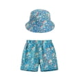 thumbnail image 1 of WOLLED Kids Toddler Pull on Swim Trunk Swimsuit for Boys Girls Summer Hawaiian Beach Shorts Elastic Waist Shorts+matching Hat Set 2-13T, 1 of 10