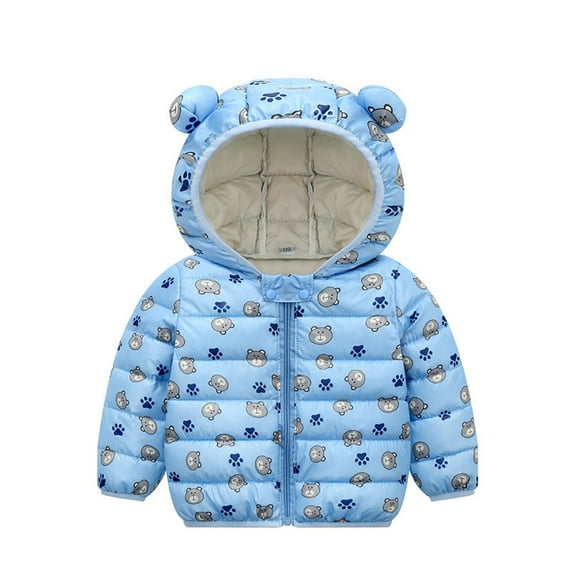 WOLLED Kids Winter Cartoon Jacket down Cotton Coats for Boys Girls Light Puffer Padded Ear Hooded Toddler Fall Warm Outerwear for 1-7 Years Old