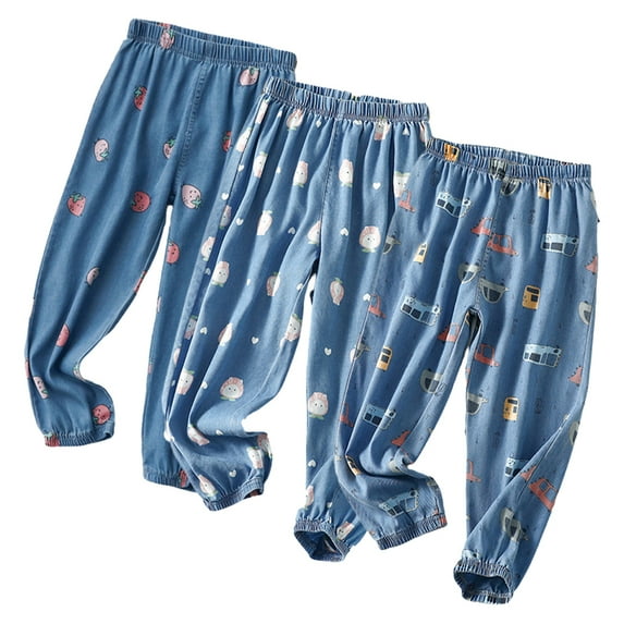 WOLLED Kids baby Girls Boys Denim Pants Toddler Tencel Jogging Sweat Pants Boys Summer Elastic Waist Trousers for 2-9 Years