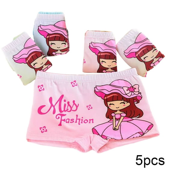 WOLLED Little Girl Triangle Underwear 5PCS Kids Baby Soft Cotton Panties Toddler Cute Four Corners Shorts for 3-12 T Boxer Briefs