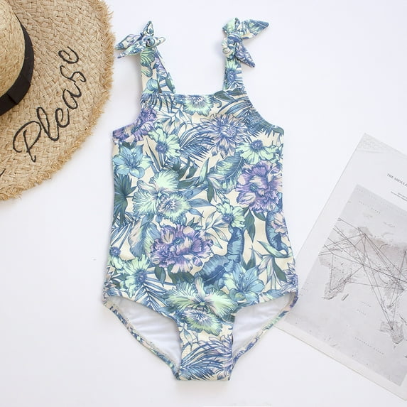 WOLLED Little Girls Bikini Swimsuits Kids Summer Tank Prints Swimwear Toddler Hawaii Beach Bathing Suit for 2-14 Years