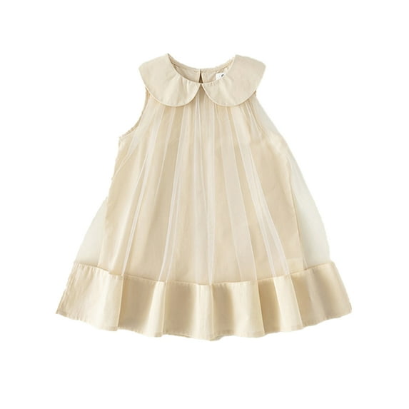 WOLLED Little Girls Cotton Dresses for Kids Baby Mesh Party Princess Dress Toddler Summer Sleeveless Casual Dress Sundress for 12m-8 Years