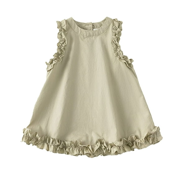 WOLLED Little Girls Cotton Dresses for Kids Toddler Ruffle Tank Princess Dress Baby Summer Sleeveless Casual Dress Sundress 1-8 T